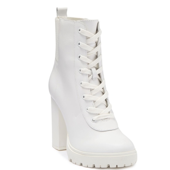 Steve Madden Latch White Leather Heel 